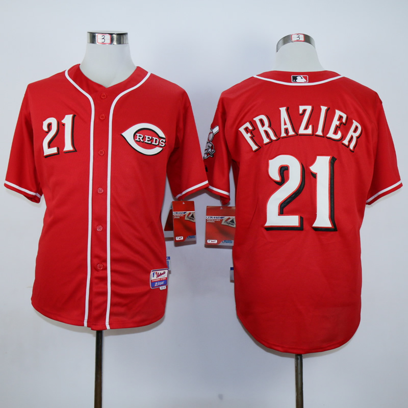 Men MLB Cincinnati Reds 21 Sanders red jerseys